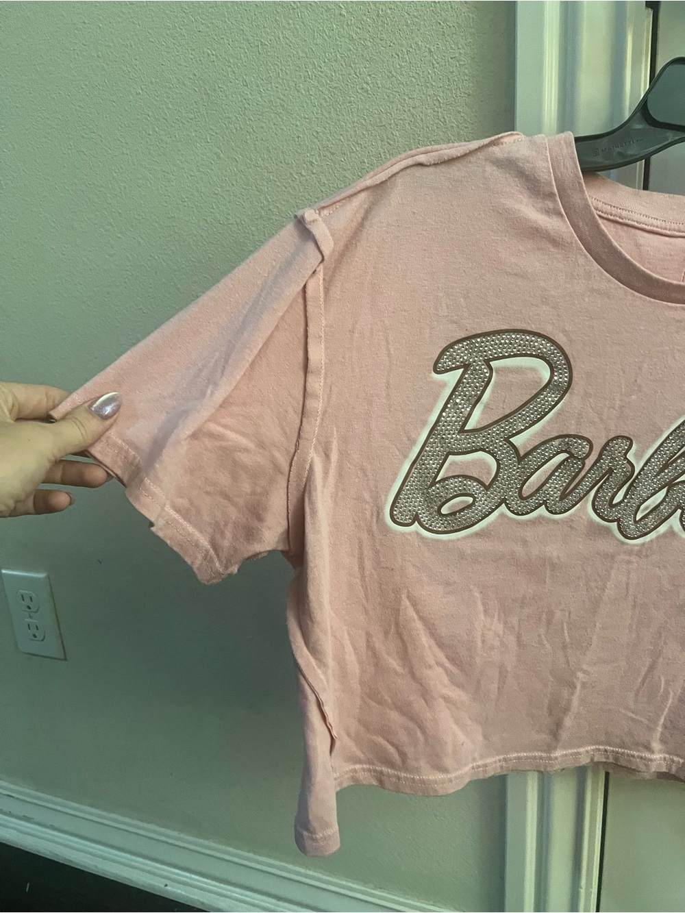 Barbie Pink Rhinestone Crop Top - Picture 3 of 6